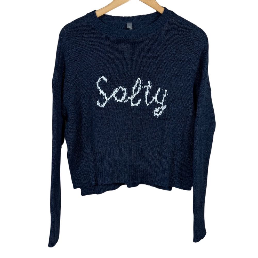 Alya Dark Blue 'Salty' Crew Neck Sweater Size Small